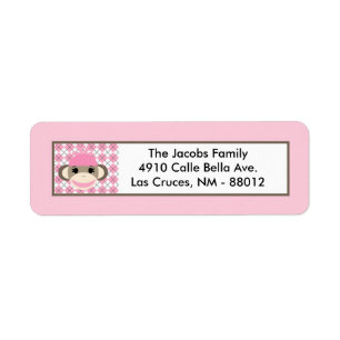 .75"x2.25" Return Address Label Pink Sock Monkey