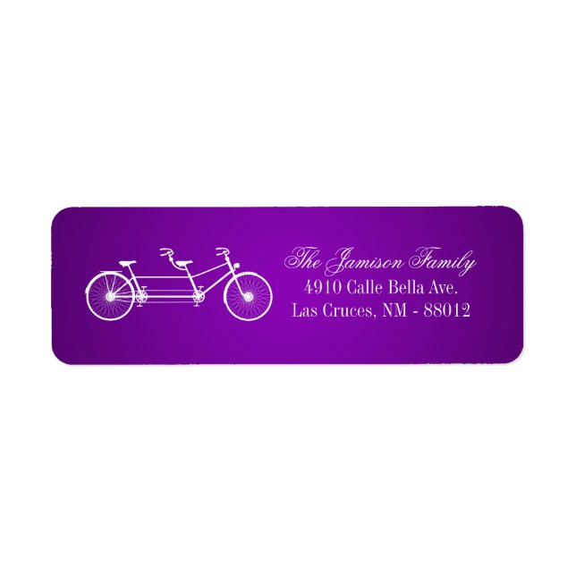.75"x2.25" Return Address Label Purple Double Bike (Front)