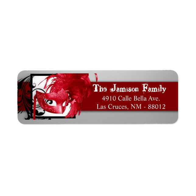 .75"x2.25" Return Address Label Red Masquerade (Front)