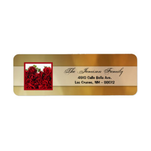 .75"x2.25" Return Address Label Red Rose Bouquet