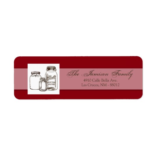 .75"x2.25" Return Address Mason Jar Country Rustic Return Address Label
