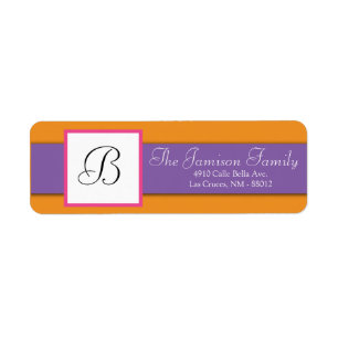 .75"x2.25" Return Address Orange and Purple Banner Label