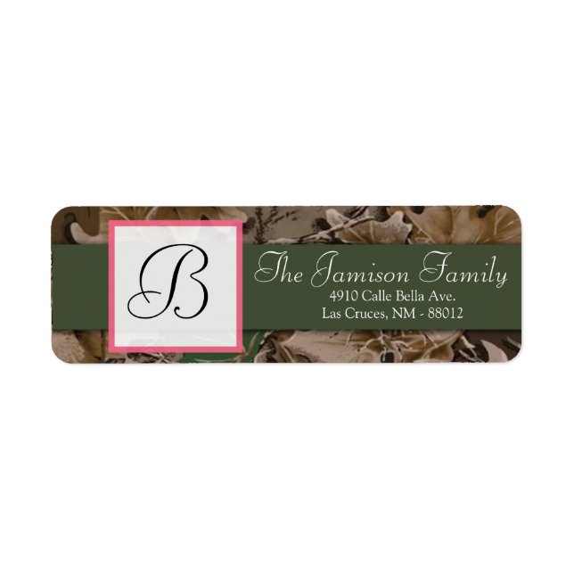.75"x2.25" Return Address Pink Browning Camo Label (Front)