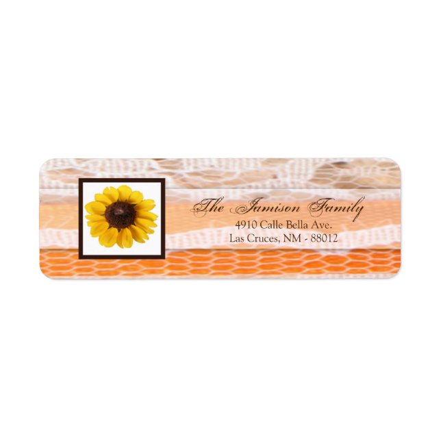 .75"x2.25" Return Address Rustic Sunflower Country Label (Front)