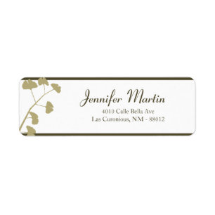 .75"x2.25" Return Address White Ginkgo Leaves Return Address Label