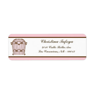 .75" x 2.25" Return Address Birdcage/Pink Stripes Label