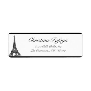 .75" x 2.25" Return Address Black Eiffel Tower Label