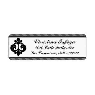 .75" x 2.25" Return Address Black Grey Flourish St Label