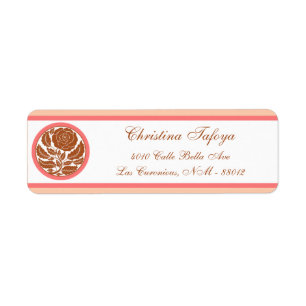 .75" x 2.25" Return Address Brown Rose on Pink Flo Label