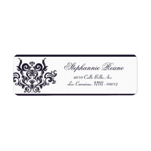 .75" x 2.25" Return Address Deep Purple Damask Label