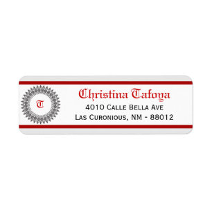 .75" x 2.25" Return Address Grey Red Formal Print Label