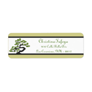 .75" x 2.25" Return Address Japanese Green Bonsai Return Address Label