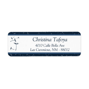 .75" x 2.25" Return Address Navy Blue Dandelion Fl Label