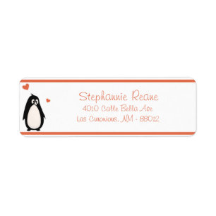 .75" x 2.25" Return Address Penguin Love/Hearts Label