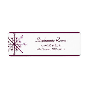 .75" x 2.25" Return Address Purple Stars/Snowflake Label