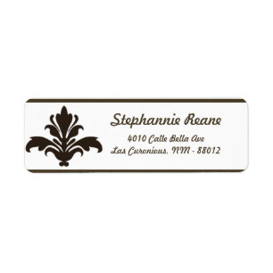 .75" x 2.25" Return Address Vintage Brown Damask Label