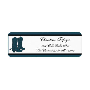 .75" x 2.25" Return Address Western Blue Cowboys B Return Address Label