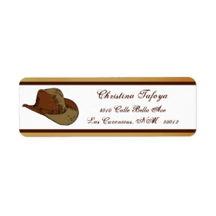 .75" x 2.25" Return Address Western Cowgirl Hat/Bo Label