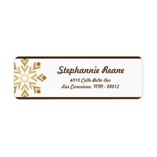 .75" x 2.25" Return Address Winter Brown / Stars Label