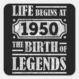 75 Year Old 1950 Birth Of Legend 75th Birthday Square Sticker
