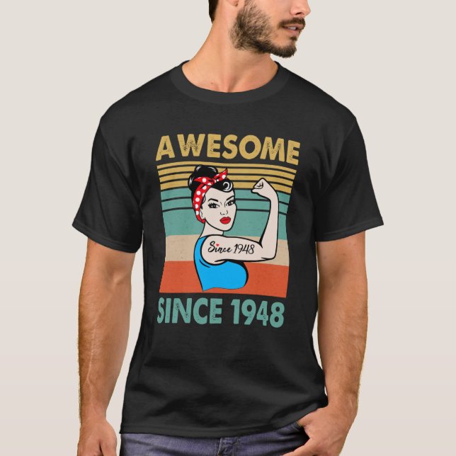 75 Year Old Awesome Since 1948 75th Birthday T-Shirt (Front)