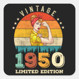 75 Year Old Bday 1950 Vintage 75th Birthday Women Square Sticker