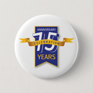 75 Years Anniversary Design 6 Cm Round Badge