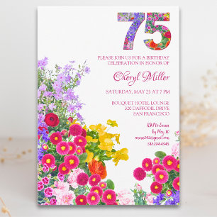 75 Years Elegant Garden Floral – 75th Birthday Invitation