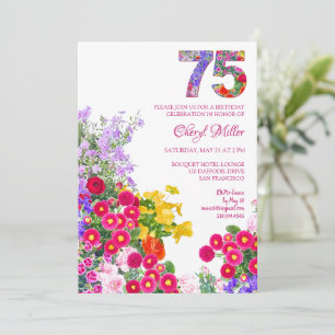 75 Years Elegant Garden Floral – 75th Birthday Invitation