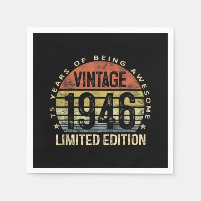 75 Years Old Gifts Vintage 1946 Birthday Napkin (Front)