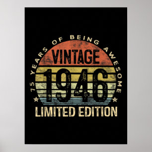 75 Years Old Gifts Vintage 1946 Birthday Poster