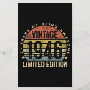 75 Years Old Gifts Vintage 1946 Birthday Stationery