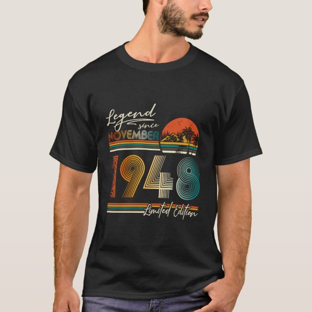 75 Years Old Legend Since November 1948 75Th Birth T-Shirt (Front)