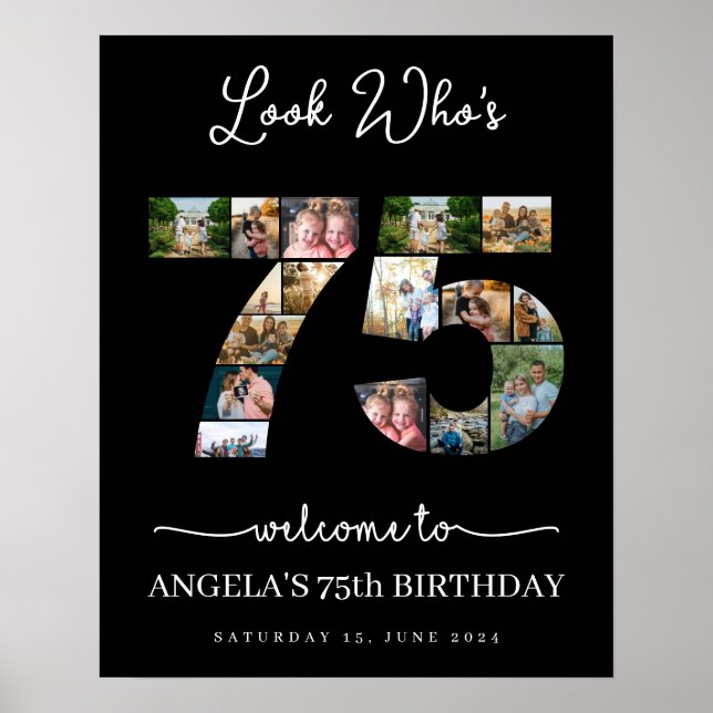 75 years old look who's 75 birthday party poster (Front)