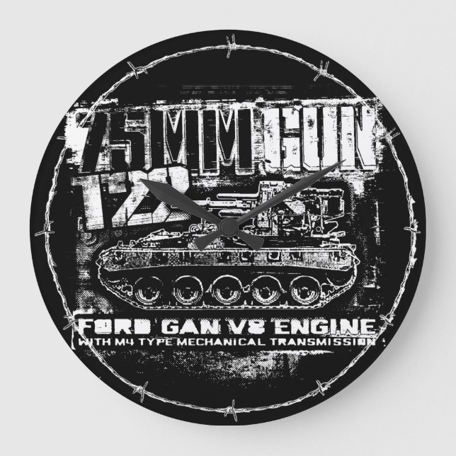 75mm gun T22 Large Clock Acrylic Wall Clock (Front)