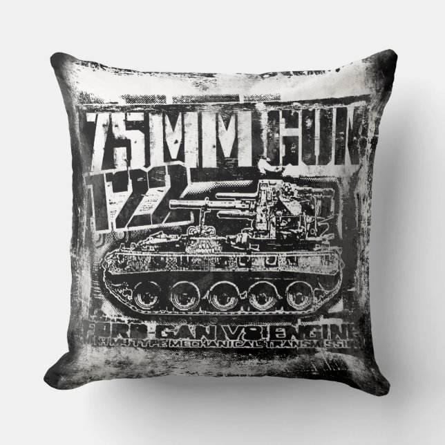 75mm gun T22 Throw Pillow Throw Pillow (Front)