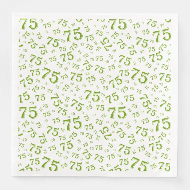 75th Age Random Number Pattern Green/White Napkin (Front)