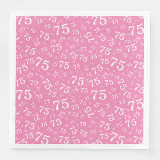 75th Age Random Number Pattern Pink/White Napkin