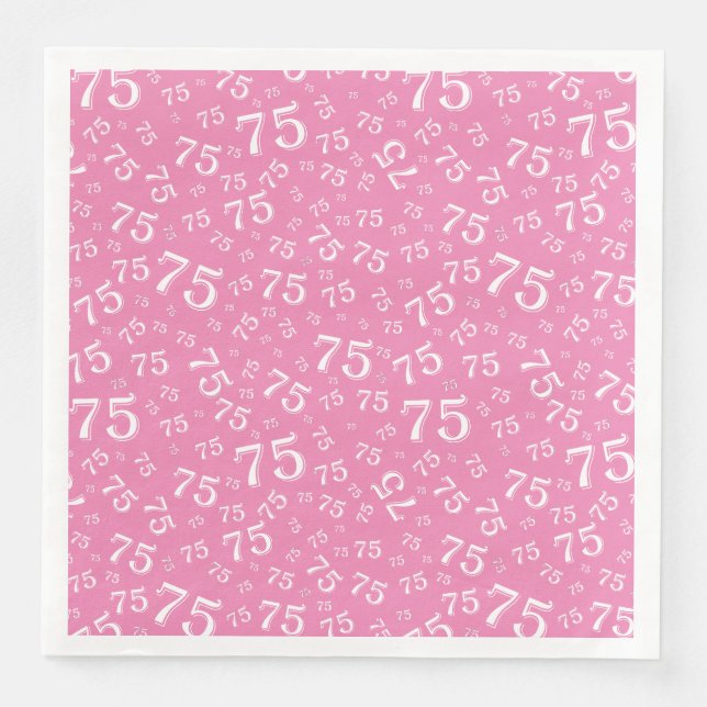75th Age Random Number Pattern Pink/White Napkin (Front)