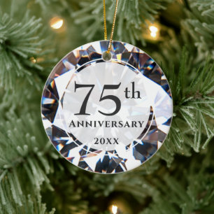 75th Anniversary Diamond Photo Personalised Ceramic Ornament