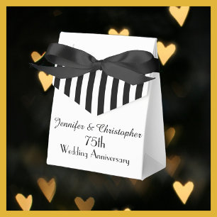 75th Anniversary Favour Box, Black & White Stripes Favour Box