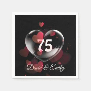 75th Anniversary Heart Bubble With Red Hearts Napkin