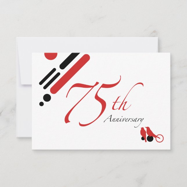 75th Anniversary (mod birds) Invitation (Front)