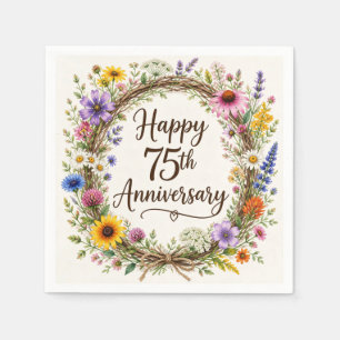75th Anniversary Paper Napkins, 75 Years Wedding Napkin