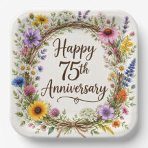 75th Anniversary Paper Plates, 75 Year Wedding