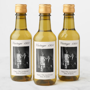 75th Anniversary Party Favor Custom Wedding Photo Wine Label