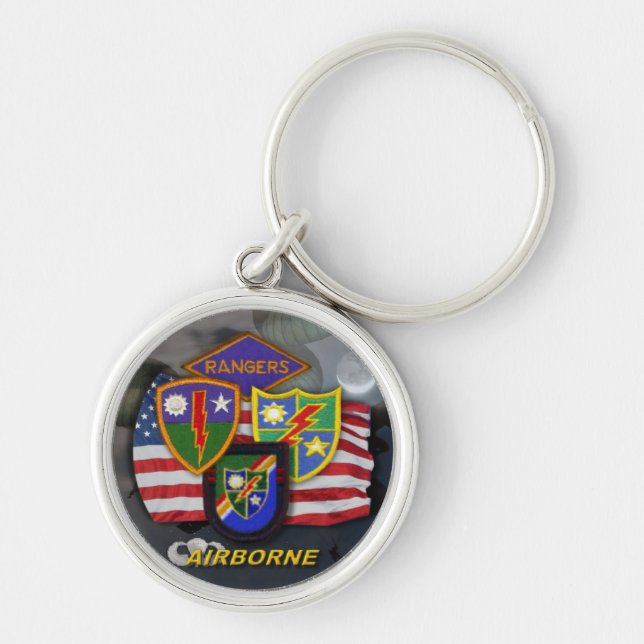 75th army airborne rangers veterans vets flash Key Key Ring (Front)