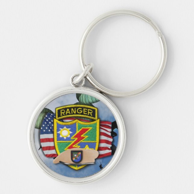 75th army airborne rangers veterans vets flash Key Ring (Front)