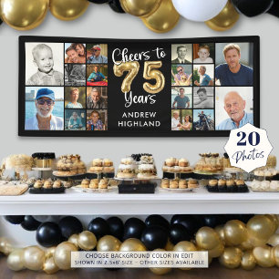 75th Birthday 20 Photo Collage Cheers to 75 Years Banner