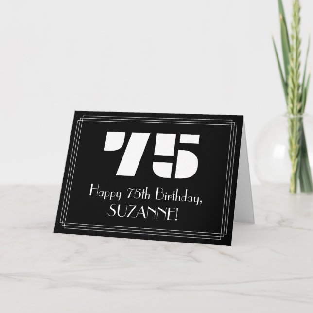 75th Birthday: Art Deco Inspired Look "75" & Name Card (Front)